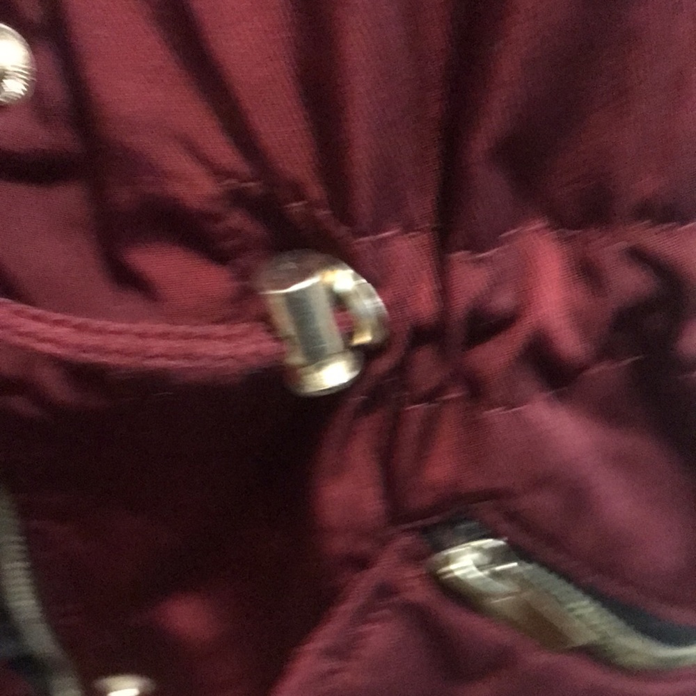 Women's Burgundy Parka with Faux Fur Hood - Picture 13 of 15